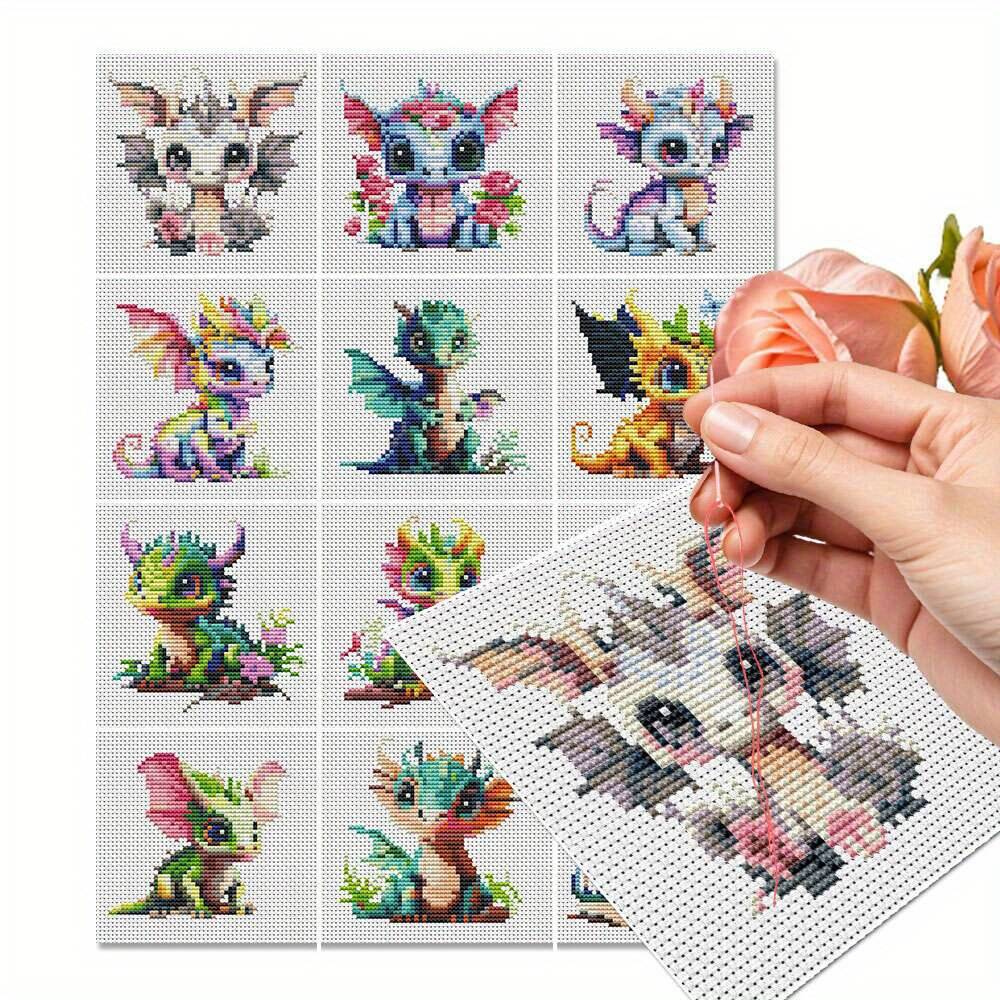 Embroidery Kurta Men - 12Pcs Dragon Cross Stitch 11CT Printed