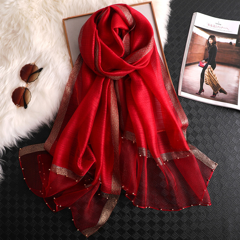 Embroidery Hijab - 2024 Luxury 100% Silk Shawl Scarf