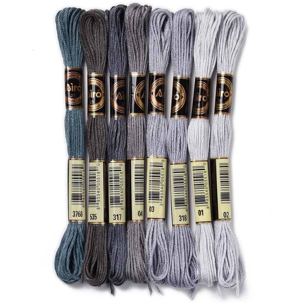 Embroidery Stitches - 8 Skeins 70 Yards Grey Friendship