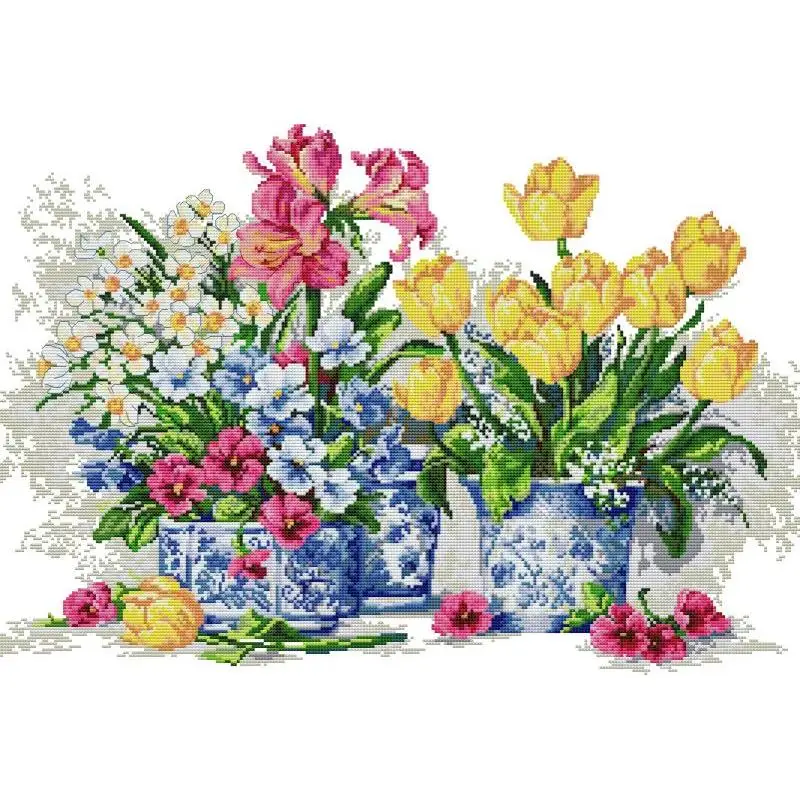 Embroidery Kurta Men - Potted Flowers NKF Counted Cross Stitch