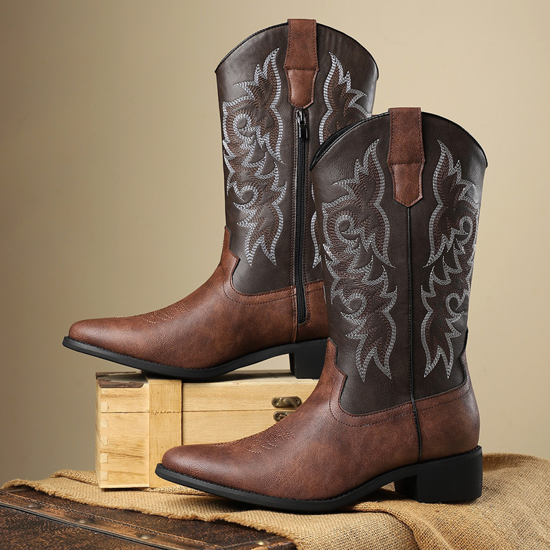 Embroidery Stitches - NEW Men High Boots Embroidery Retro