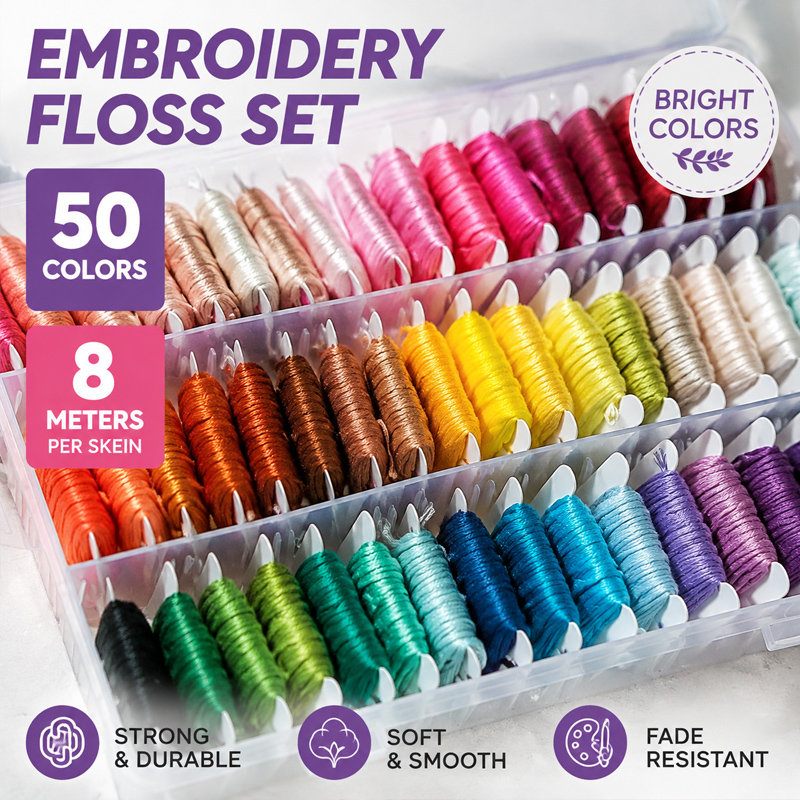 Embroidery Stitches - 100% Cotton Embroidery Thread Kit with