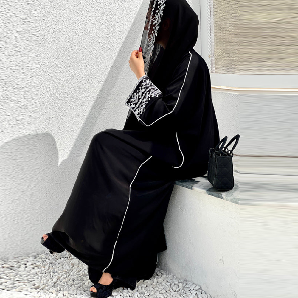 Embroidery Hijab - Fashion Classic Embroidered Abaya Hijab Dress