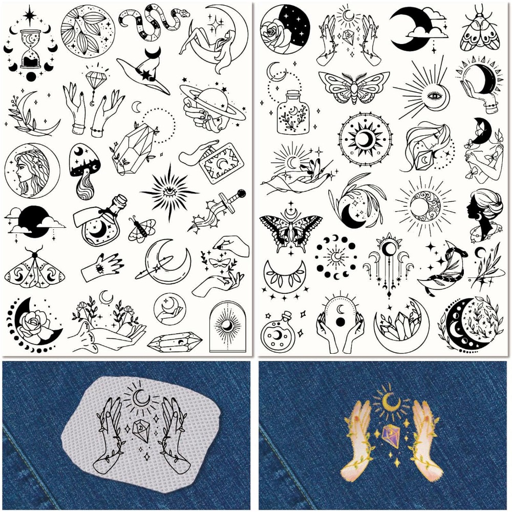 Embroidery Stitches - 51Pcs Boho Moon Sun Water Soluble