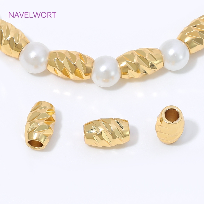 Embroidery Artwork - Brass 4/6mm Stripe Spacer Beads 18K
