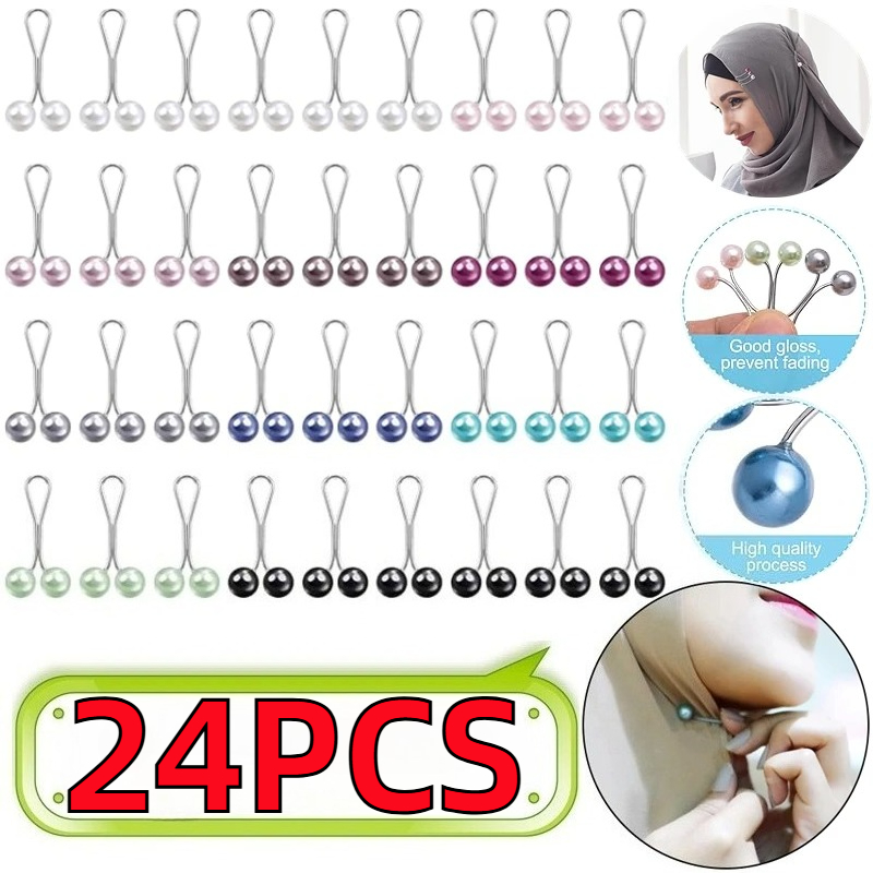 6/12/24PCS Pearls Pins Women S - Embroidery Hijab ulasan dan harga