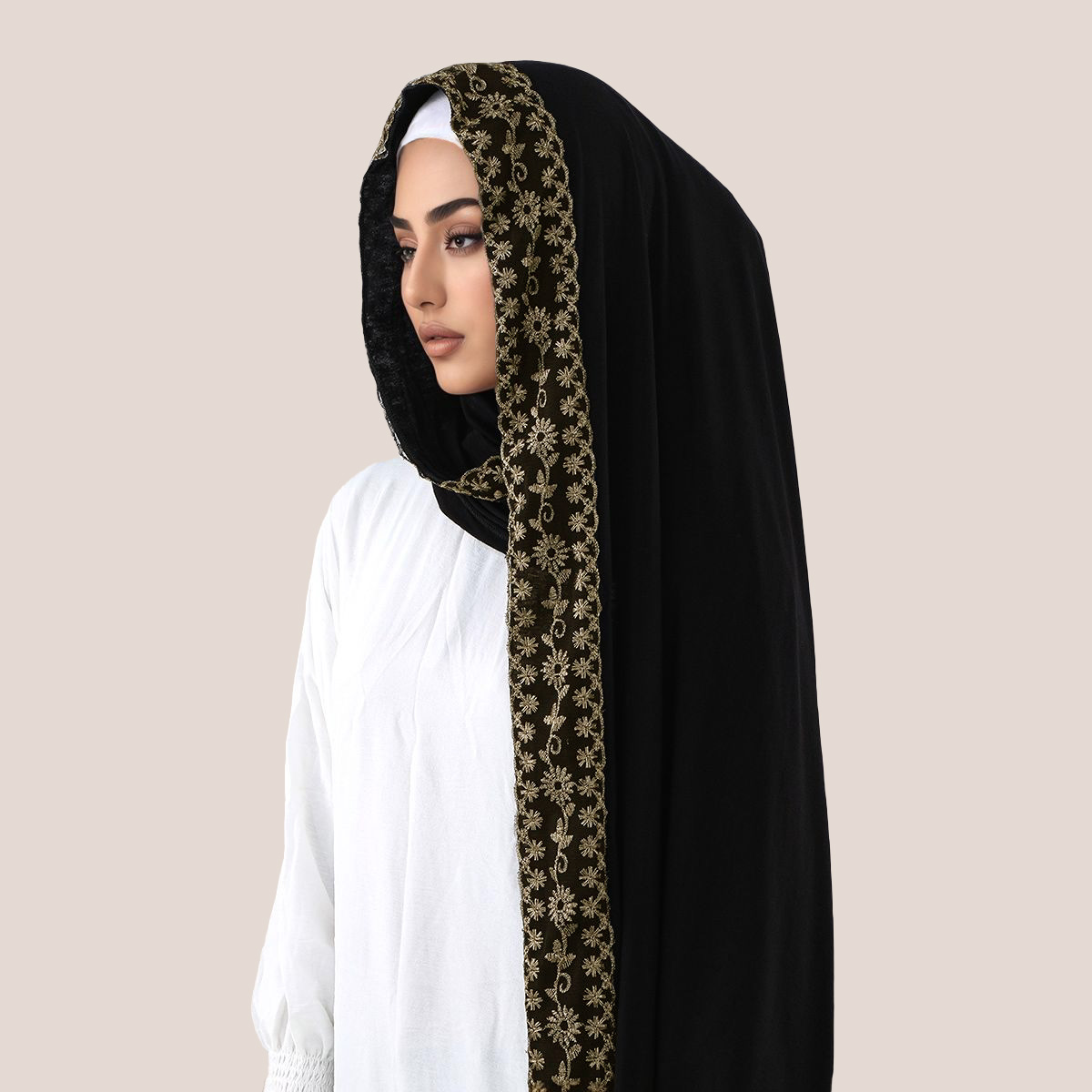Lace Embroidery Cotton Jersey  - Embroidery Hijab ulasan dan harga