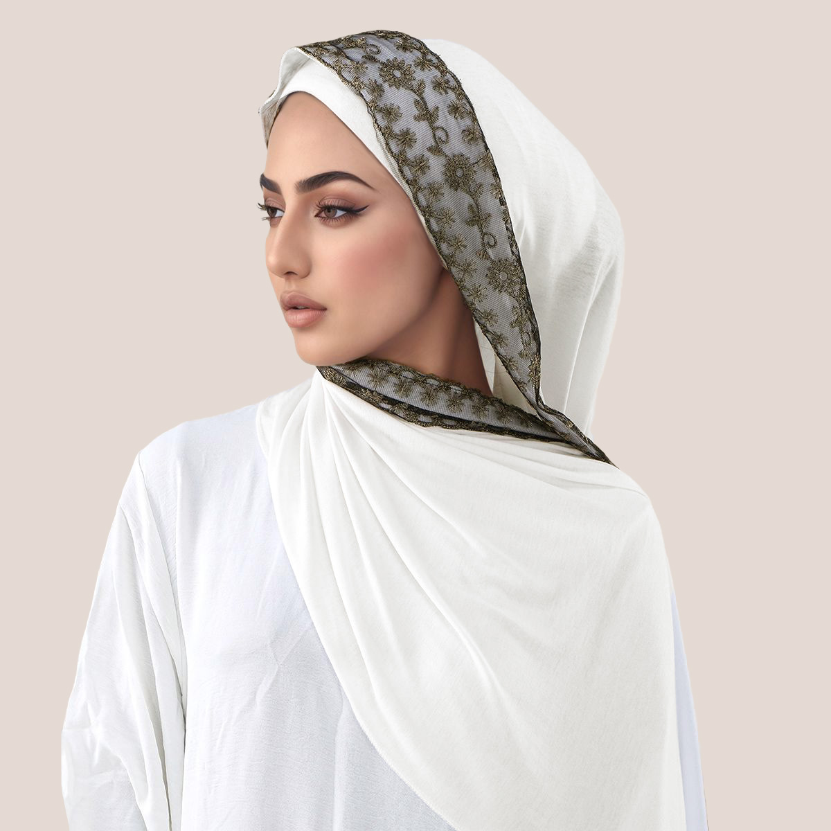 Lace Embroidery Cotton Jersey  - Embroidery Hijab ulasan dan harga