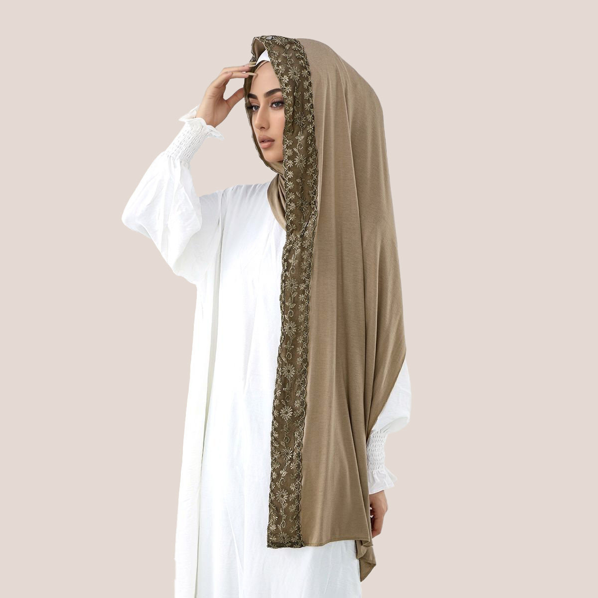 Lace Embroidery Cotton Jersey  - Embroidery Hijab ulasan dan harga