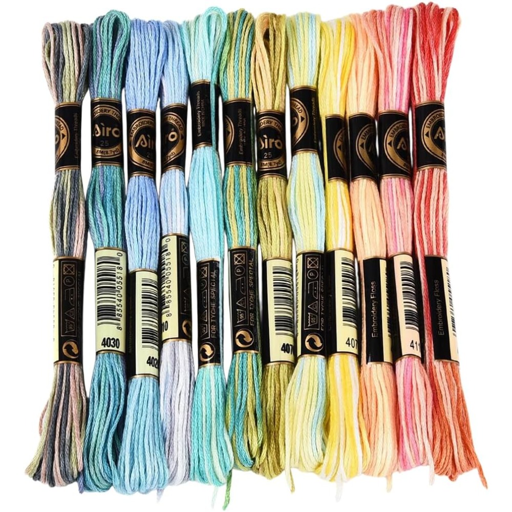 12 Skeins 105 Yards 6 Ply Vari - Embroidery Stitches ulasan dan harga