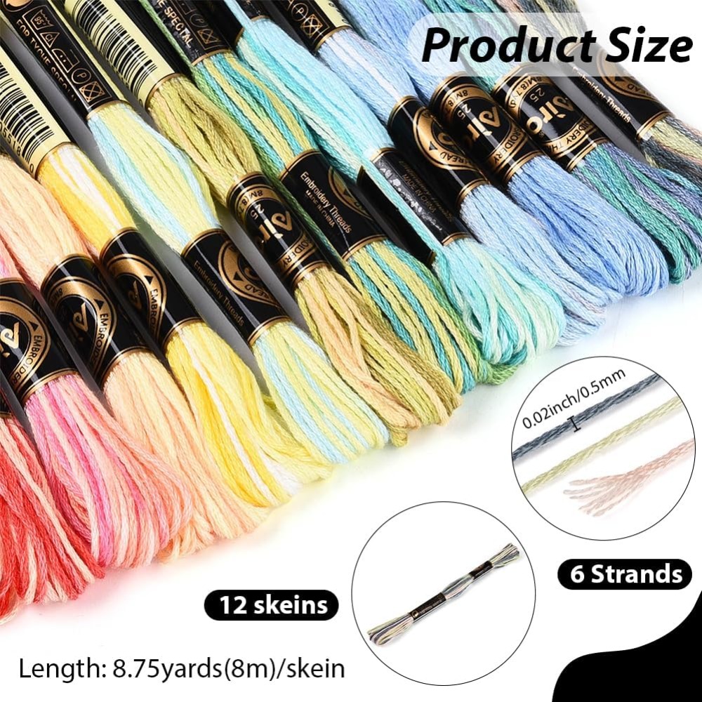 12 Skeins 105 Yards 6 Ply Vari - Embroidery Stitches ulasan dan harga