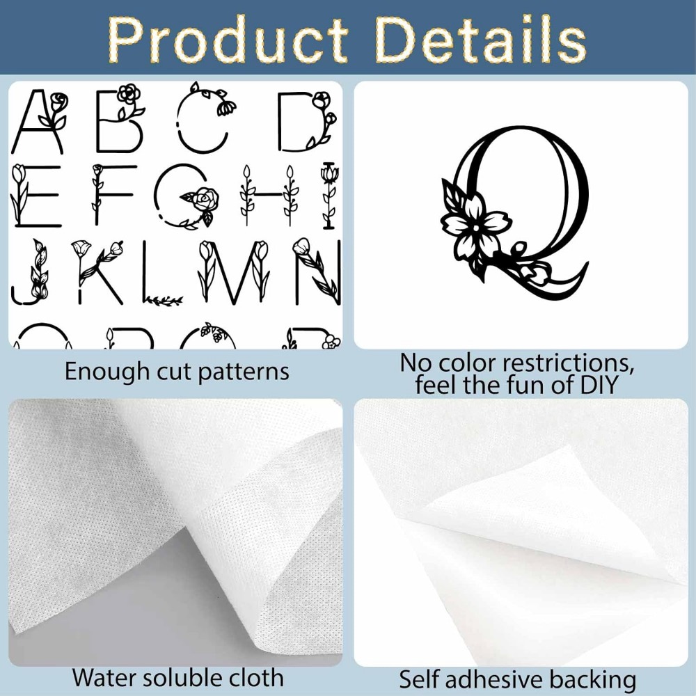 Letter A-Z Water Soluble Embro - Embroidery Stitches ulasan dan harga