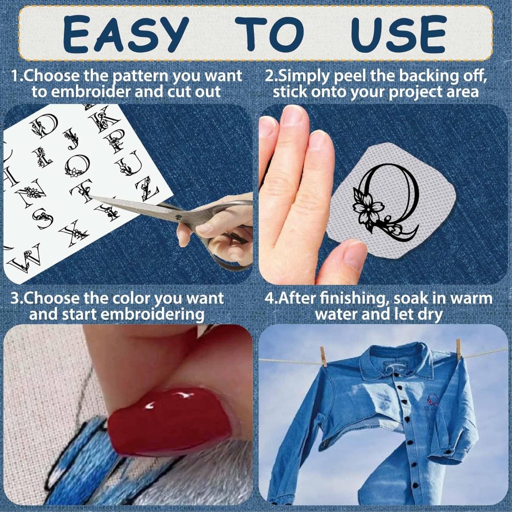 Letter A-Z Water Soluble Embro - Embroidery Stitches ulasan dan harga