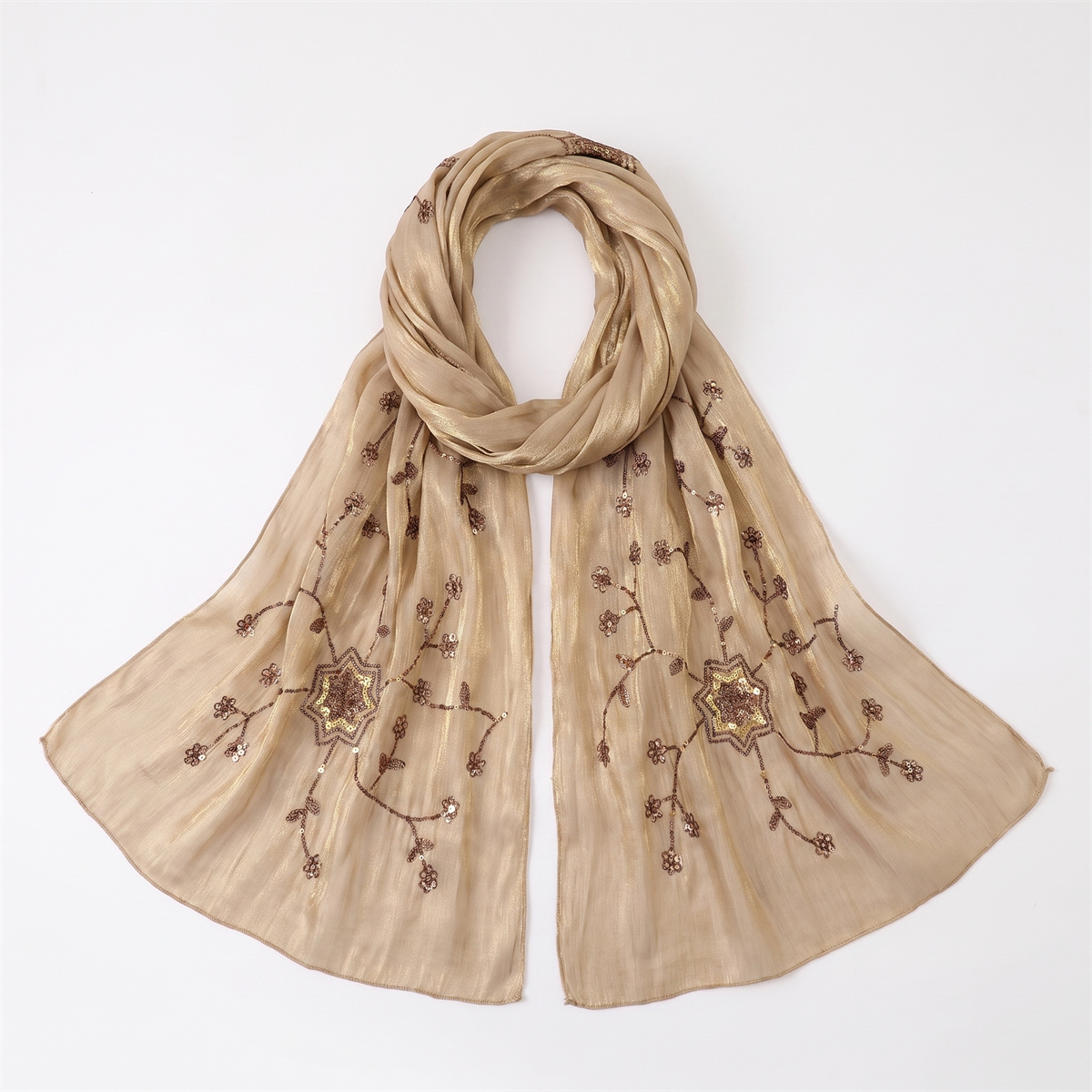 Fashion Crinkle Hijab Scarf Wi - Embroidery Hijab ulasan dan harga