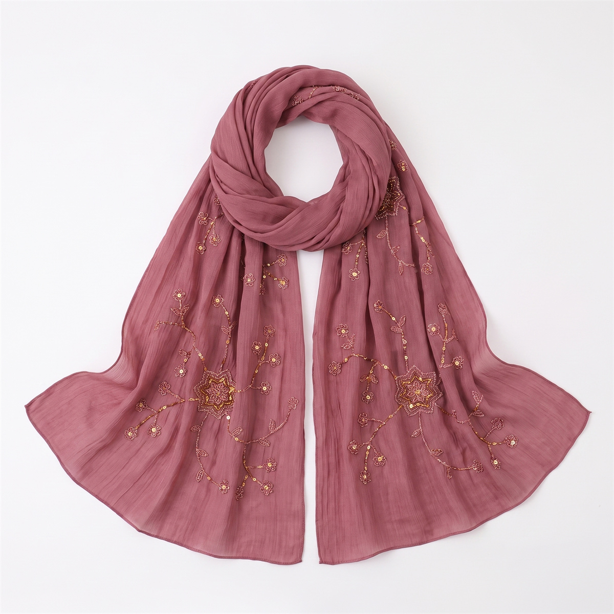 Fashion Crinkle Hijab Scarf Wi - Embroidery Hijab ulasan dan harga