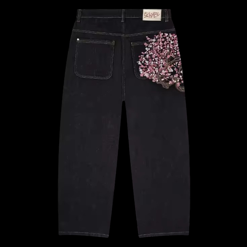 Y2K Mens Womens Harajuku Hip H - Embroidery Jeans Sakura ulasan dan harga