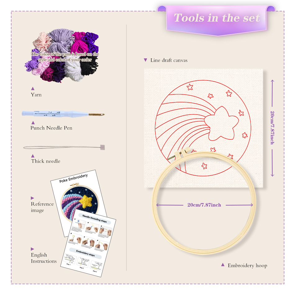 20x20cm Punch Needle Embroider - Punch Needle Handle ulasan dan harga