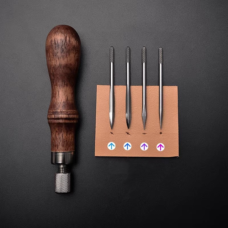 4-in-1 Leather Punch Awl Set w - Punch Needle Handle ulasan dan harga