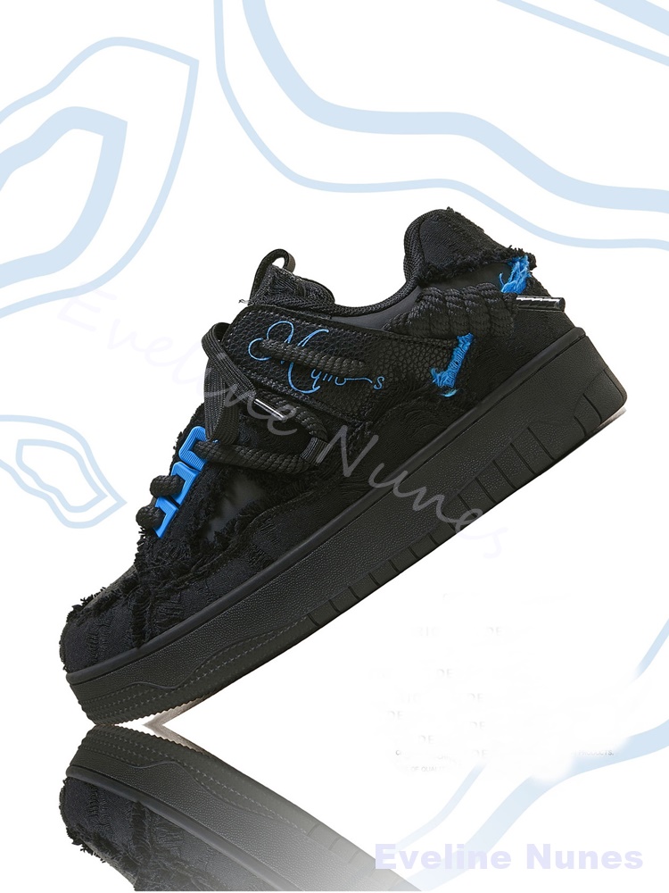 Black Frayed Raw Edge Platform - Embroidery Stitches ulasan dan harga