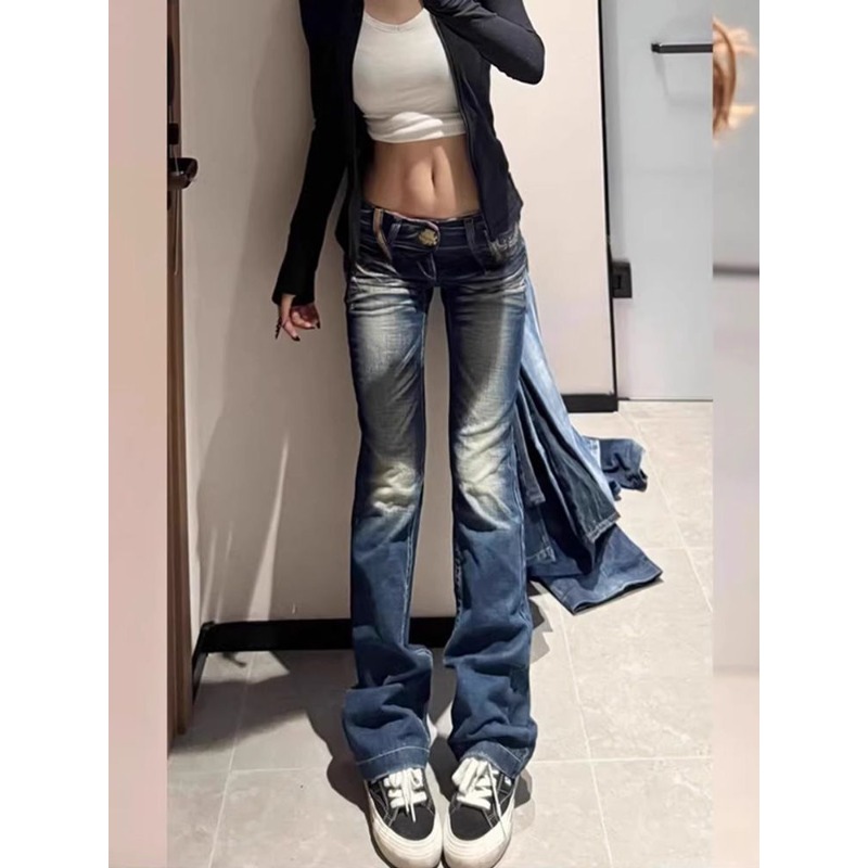 Summer Y2K Fashion Retro Punk  - Embroidery Jeans Sakura ulasan dan harga