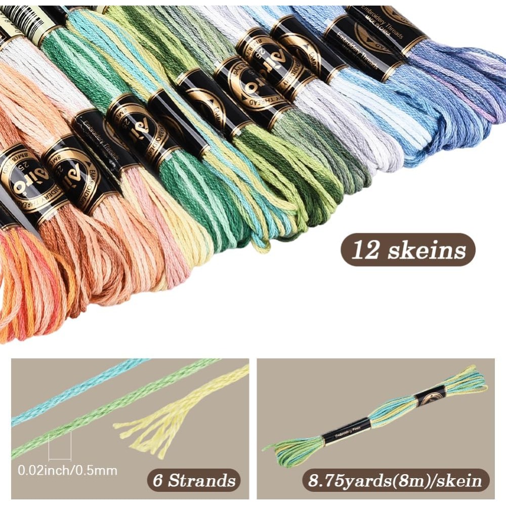 12 Skeins 105 Yards Cross Stit - Embroidery Stitches ulasan dan harga
