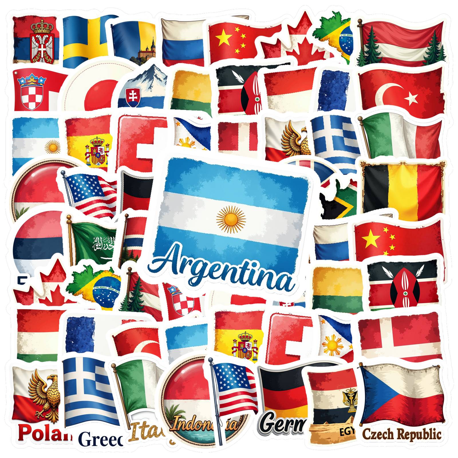 35pcs Country Flag Stickers Wa - Embroidery World ulasan dan harga