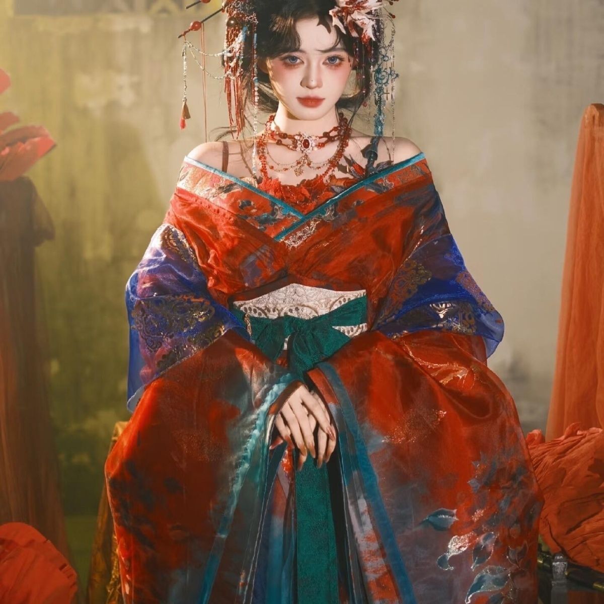 Black Blue Embroidery Hanfu Wo - Embroidery Set ulasan dan harga