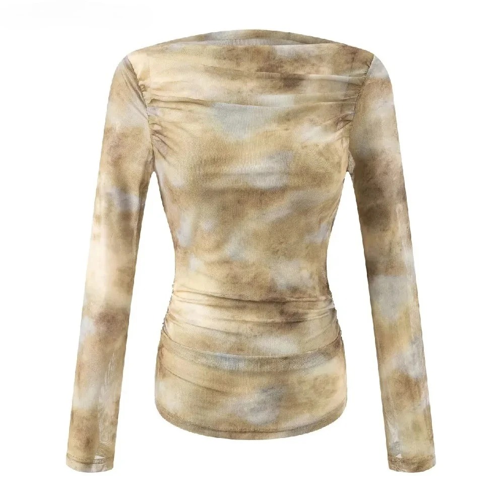 2025 Sexy Tie-Dye Print Ruched - Embroidery Fashion ulasan dan harga