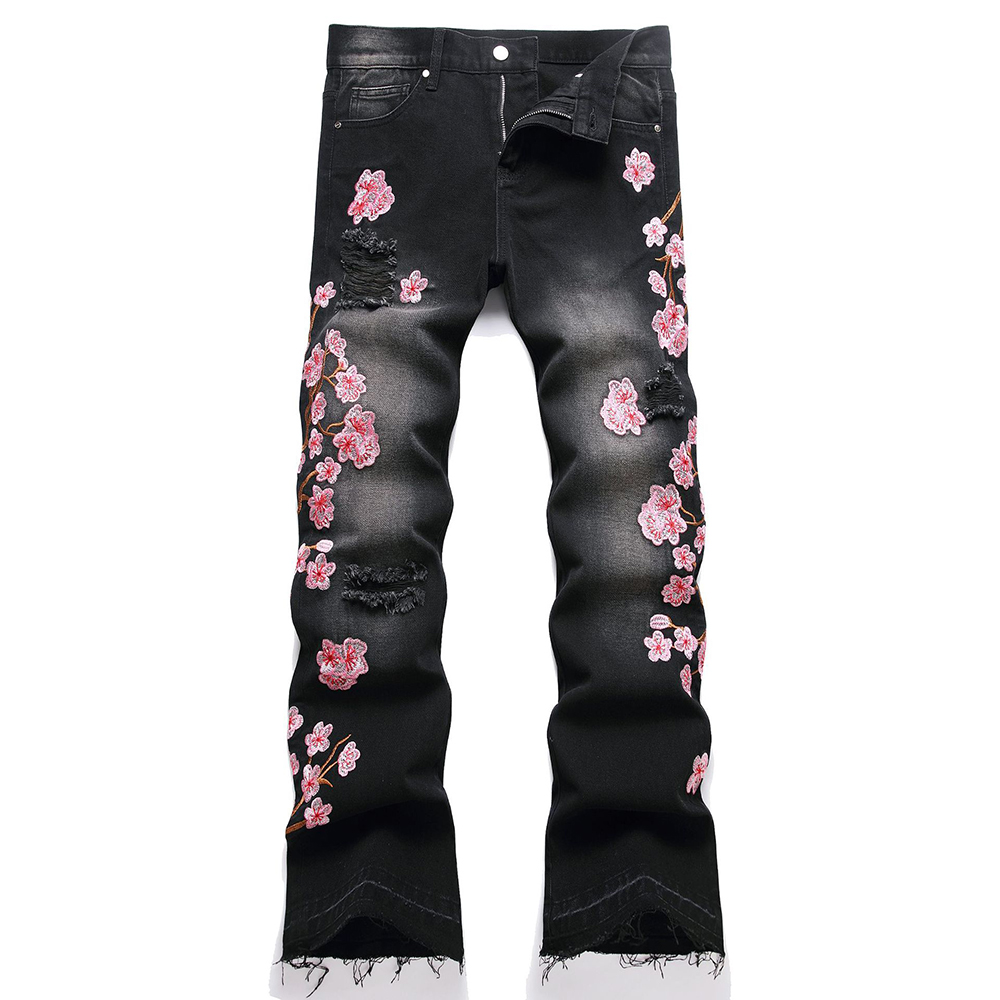 Men Sakura Embroidery Denim Je - Embroidery Jeans Sakura ulasan dan harga