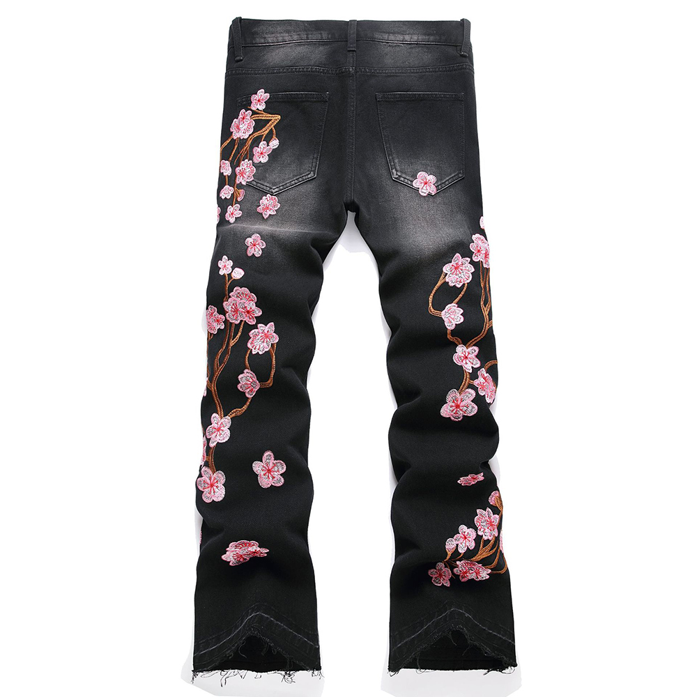 Men Sakura Embroidery Denim Je - Embroidery Jeans Sakura ulasan dan harga