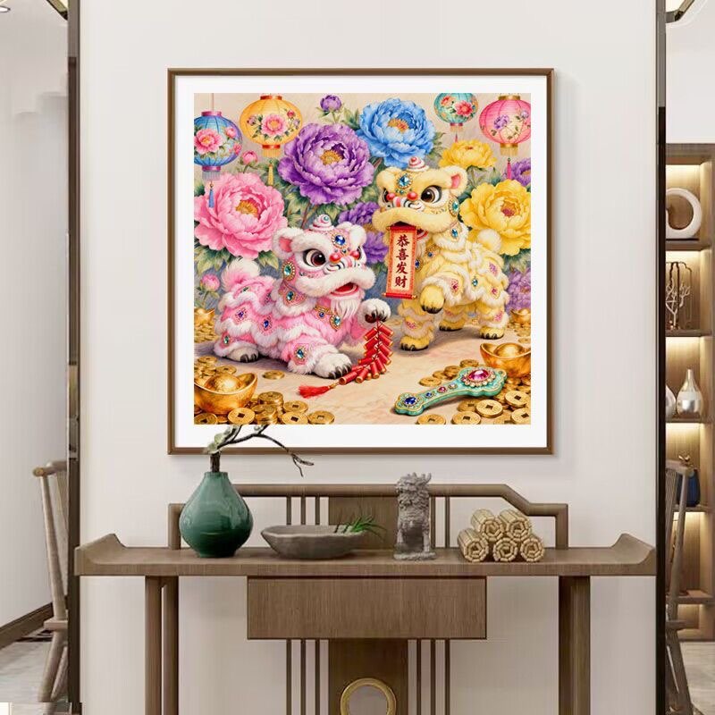 11CT 9CT Lion Dance Needlework - Embroidery Kurta Men ulasan dan harga