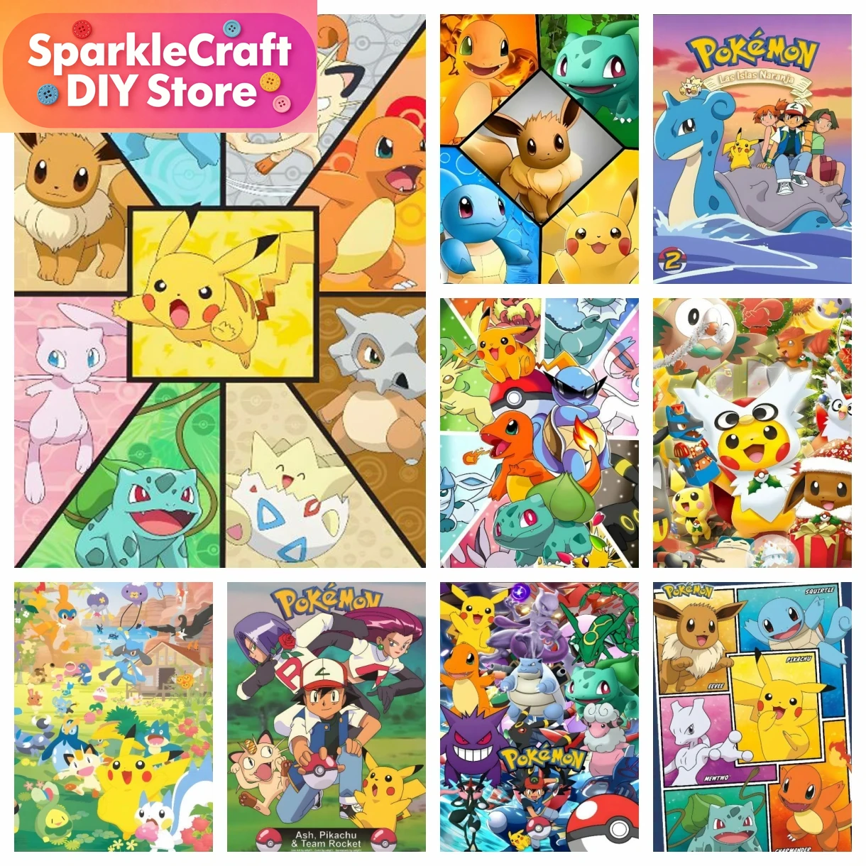 1pc frameless Cartoon Pokemon  - Embroidery Artwork ulasan dan harga