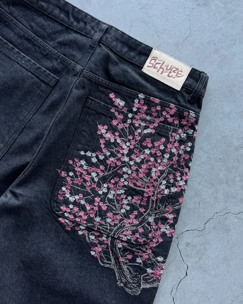 Sakura Pocket Embroidery Fashi - Embroidery Jeans Sakura ulasan dan harga