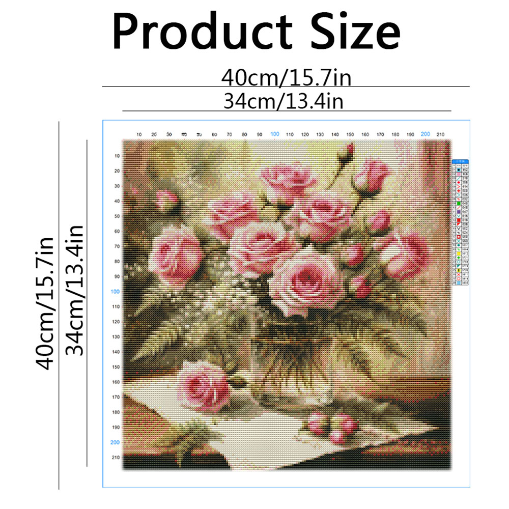 HUACAN Cross Stitch Kits Rose  - Embroidery Kurta Men ulasan dan harga