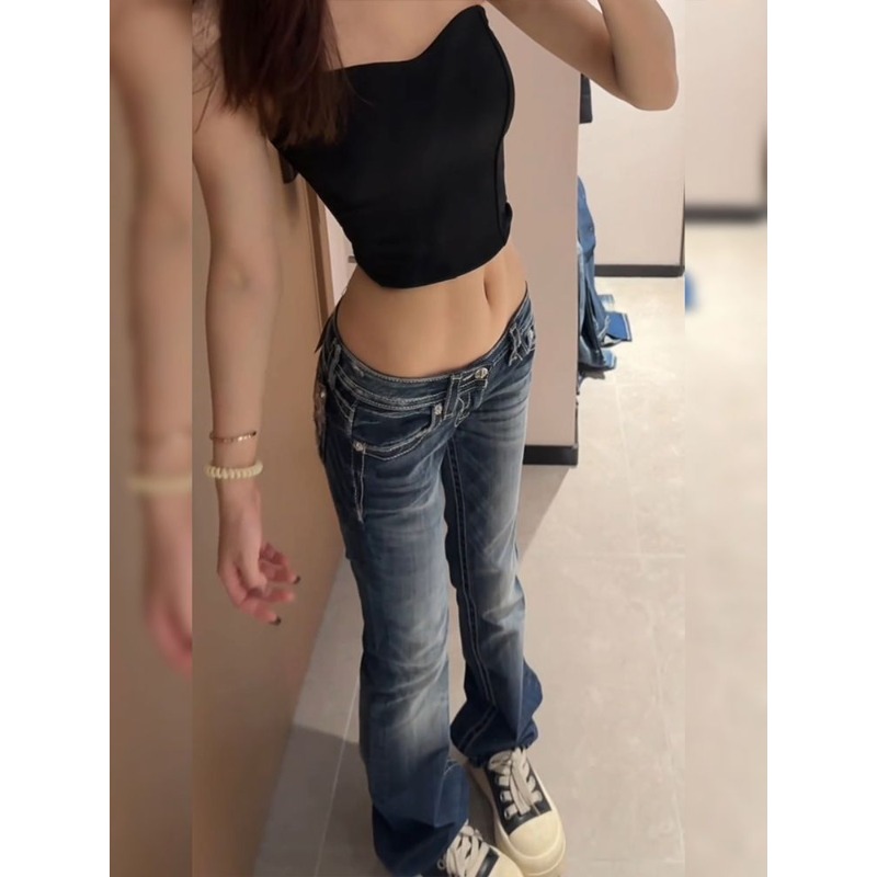 Women's Y2K Gothic Embroidery  - Embroidery Jeans Sakura ulasan dan harga