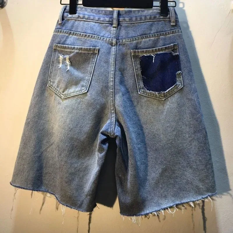 2025 Summer Short Pants High W - Embroidery Jeans Sakura ulasan dan harga
