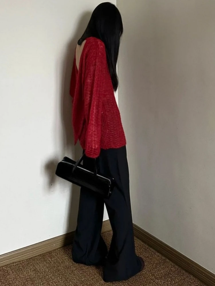 Y2K See-Through Knitted Women' - Embroidery Fashion ulasan dan harga