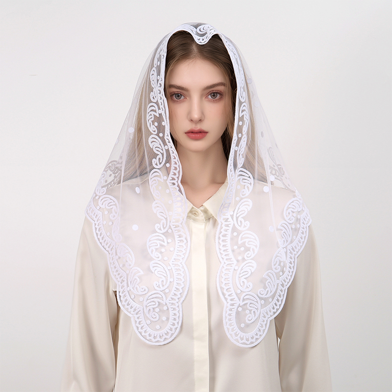 1Pc Women's Elegant Solid Colo - Embroidery Hijab ulasan dan harga