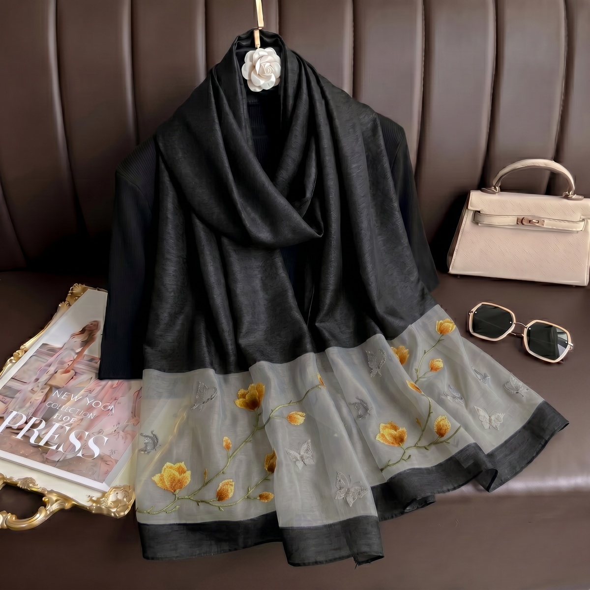 Scarf Print Hijab Bandana Silk - Embroidery Hijab ulasan dan harga