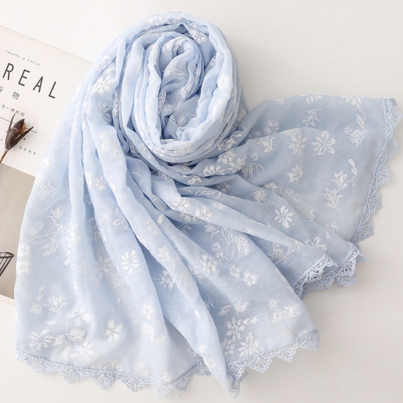 Women's All Season Floral Embr - Embroidery Hijab ulasan dan harga