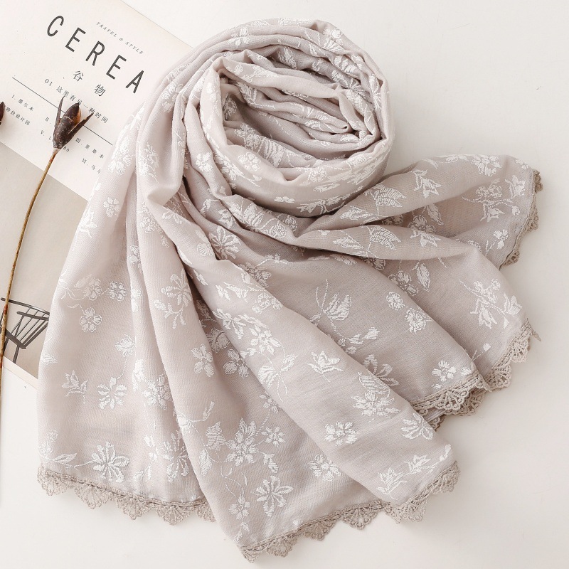 Women's All Season Floral Embr - Embroidery Hijab ulasan dan harga