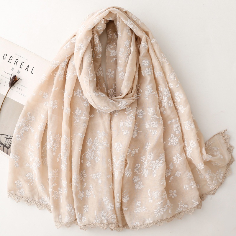 Women's All Season Floral Embr - Embroidery Hijab ulasan dan harga